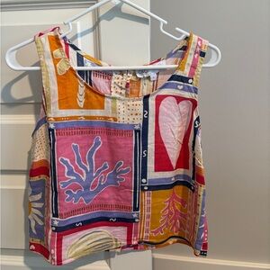 C&C California colorful linen blend crop top NWT